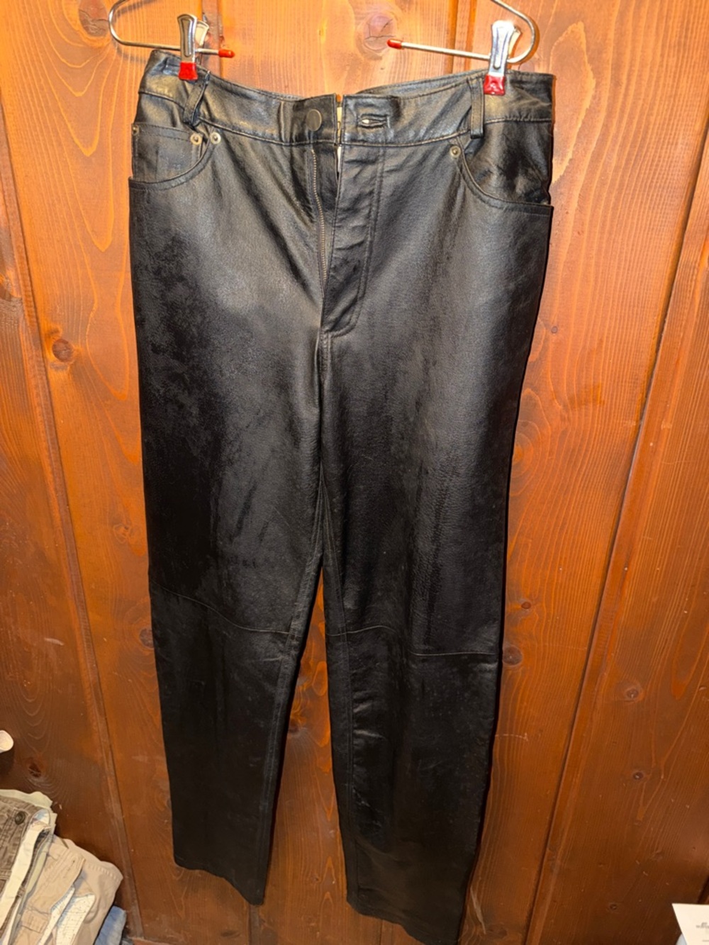 bagatelle Black Leather Straight Leg Women's Pants Sz 6L